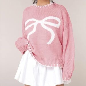 Pink Bow Sweater, M, NWT